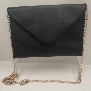 A New Day Black Envelope Evening Clutch With Gold Chain Strap